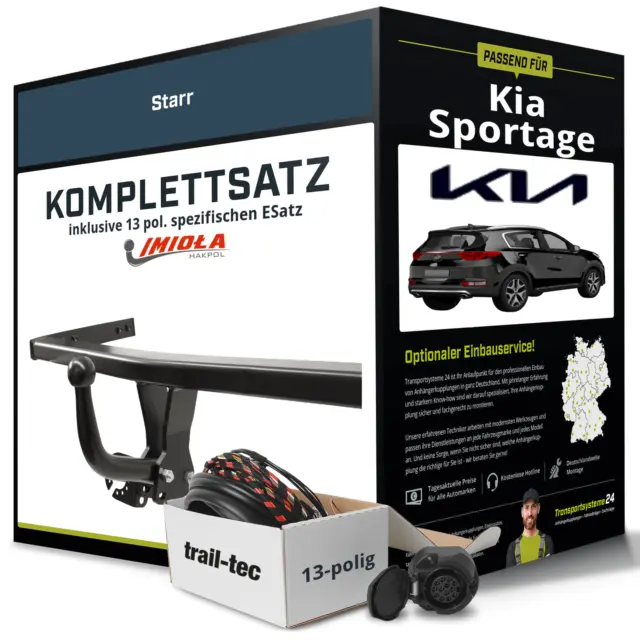 Für KIA Sportage III Typ SL Anhängerkupplung starr +eSatz 13pol 07.2010-12.2015