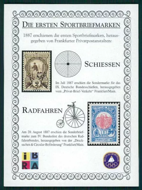 BRD SPORTHILFE GEDENK-BLOCK 1987 SCHIESSEN RADFAHREN FAHRRAD CYCLING ht76