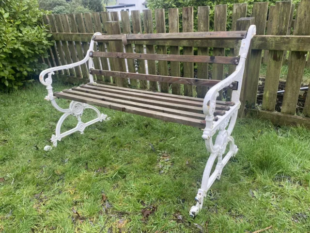Cast iron garden bench Antique 2 Seater White , Victorian Foundry