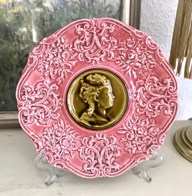 Villeroy&Boch Antik Keramik Majolika Teller Zierteller Schale Frau Torso rosa