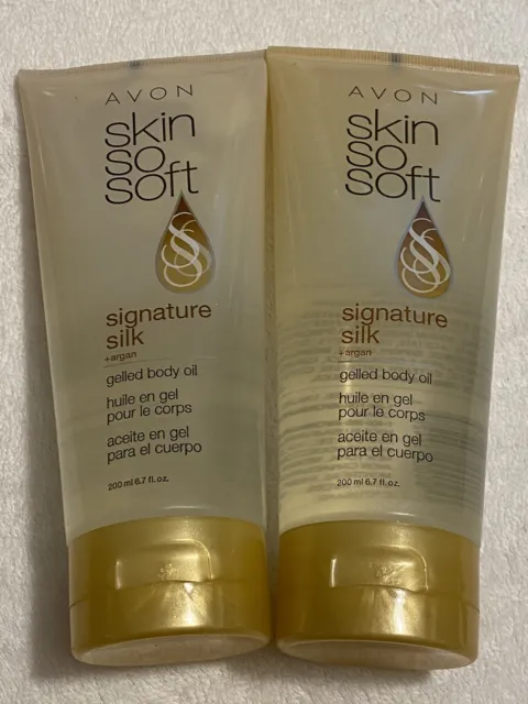 Aceite corporal gellado de seda 2-Avon Skin So Soft Signature argán 6,7 fl oz - nuevo sellado