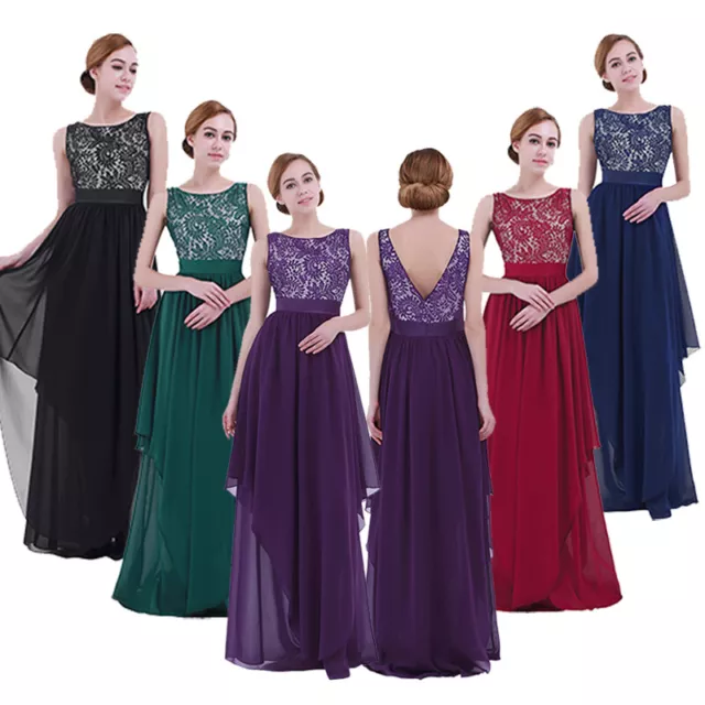 Women Long Formal Wedding Bridesmaid Ball Gown Party Prom Evening Cocktail Dress