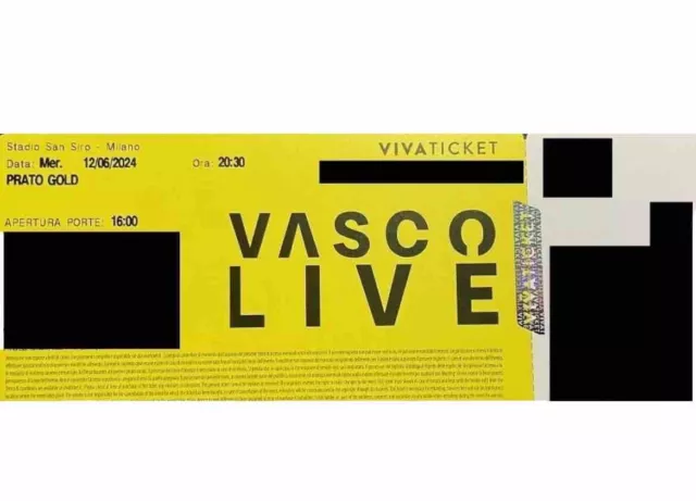 Biglietto Prato Gold Vasco Rossi Milano San Siro 19 Giugno 2024