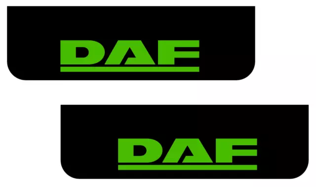 DAF Lorry HGV Truck Mudflaps 18x60cm Smooth Black PVC Mud Flaps with Green Text
