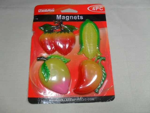 Set of 4 Magnetic Memo Holders/ Refrigerator Magnets Fruit & Vegetable Shape #11