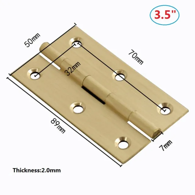 Quality Solid Brass Butt Hinge Choose Small-Large Door Cabinet Cupboard Hinges