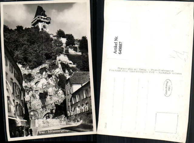 649887,Foto Ak Graz Schlossbergsteig Uhrturm pub Fritz Gratl