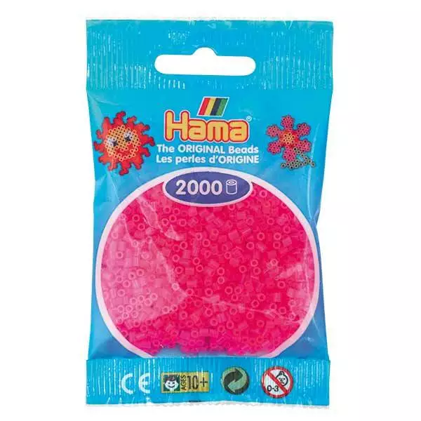 2000 Mini Bügelperlen - Neon-Fuchsia Hama 501-32 Ø 2,5 mm Perlen Steckperlen