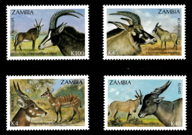 Zambia 1992 - Antelopes - Set of 4v - Scott 574-77 - MNH