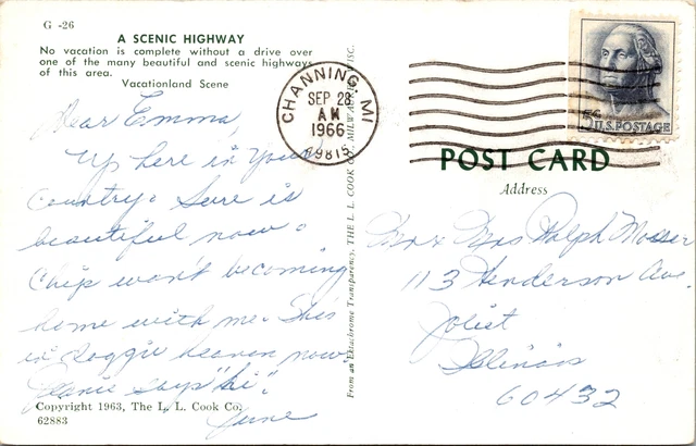 Crystal Falls MI- Michigan, Aerial View Highway, Vintage Postcard 2