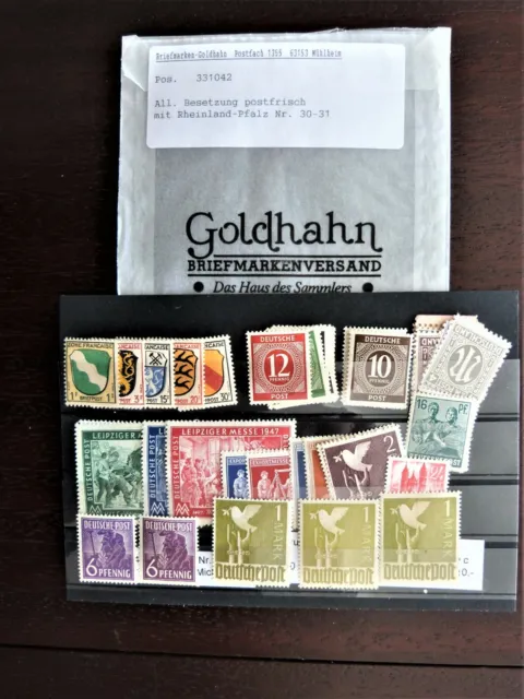 Nachlass-Fundzustand1.Steckkarte mit Briefmarken(6)-Allierte Besetzung+Rheinland