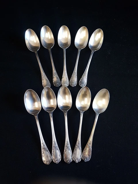 10 couverts de table grandes cuillères en métal argenté  CHRISTOFLE modèle MARLY