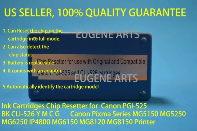 Canon Ink Cartridge Chip Resetter PGI-525 BK  PGI-525  CLI-526 Y M C G