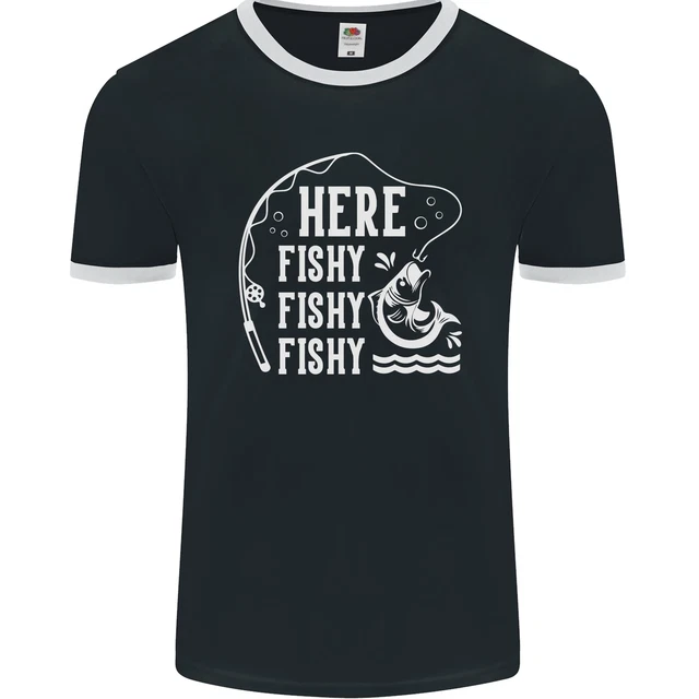 Maglietta da uomo Here Fishy Fishy Funny Fishing Fisherman fotoL