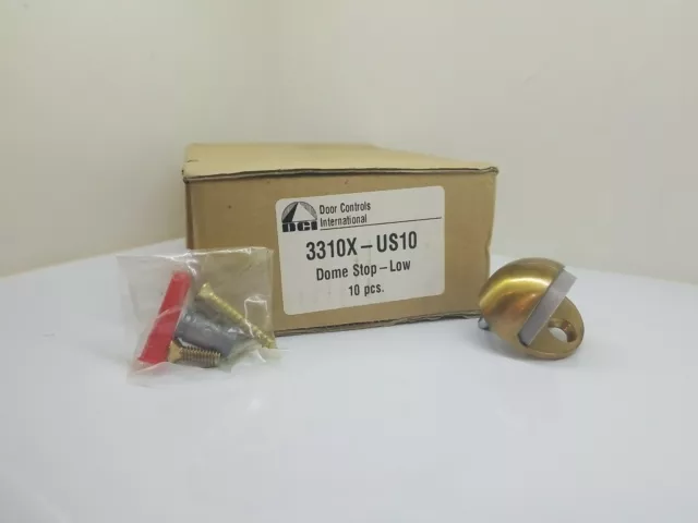 (2) NEW Satin Brass Finish Floor Mount Half Dome Door Stop With Hardware