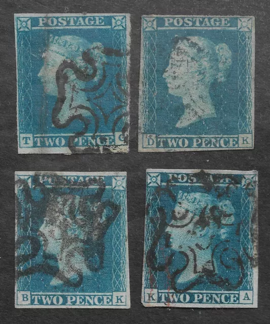 GB sg 13/14 x 4 used, 3 with Maltese Cross cancellations min cat £910 in 2015