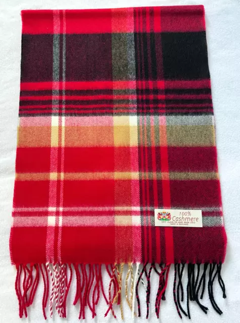 Womens Winter Warm 100% CASHMERE Scarf Plaid Red/black/Camel/white Soft Wool