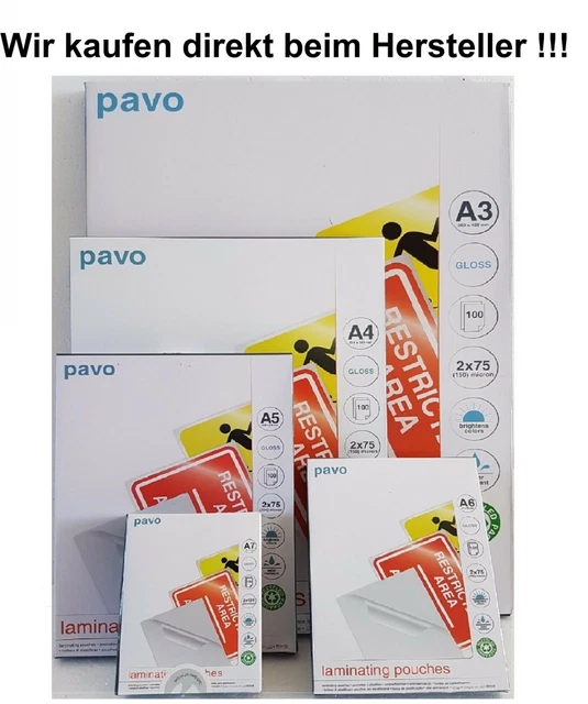 Pavo Laminierfolien DIN A4 250 Micron - 50 Stück Glänzend 2x250µm