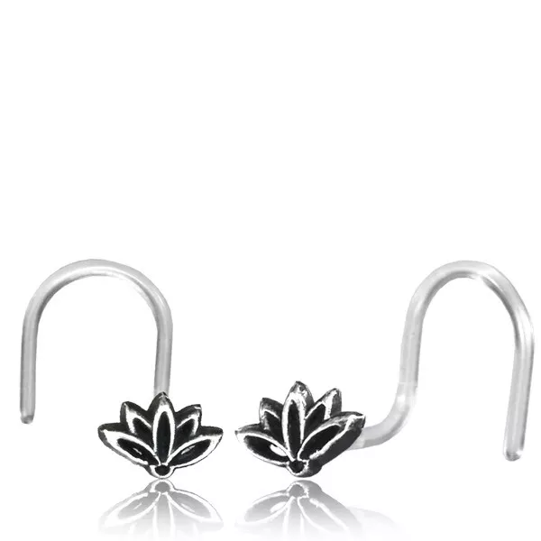 Sterling Silver 20G Nose Stud Lotus Flower Bioplast Nose Ring Ear 6Mm Head