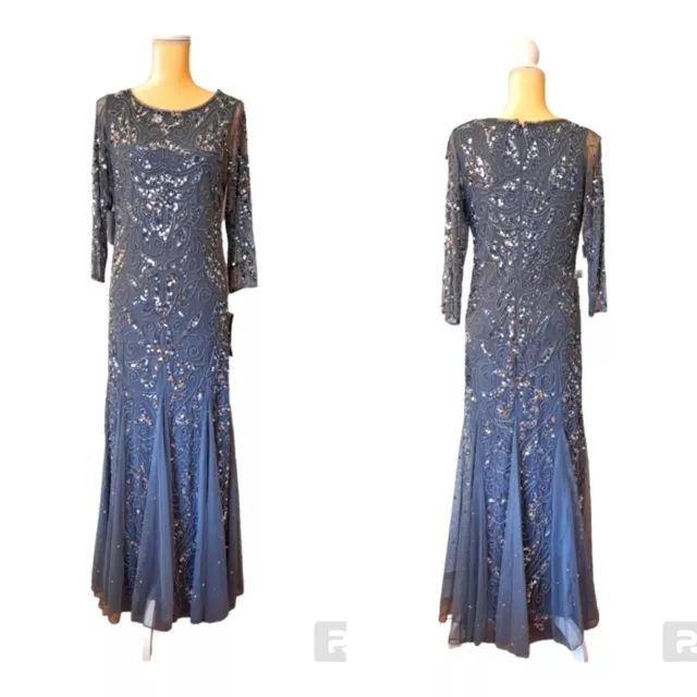 Pisarro Nights Beaded Illusion Neck Gown Sold At Nordstrom Sz 8 Nwt