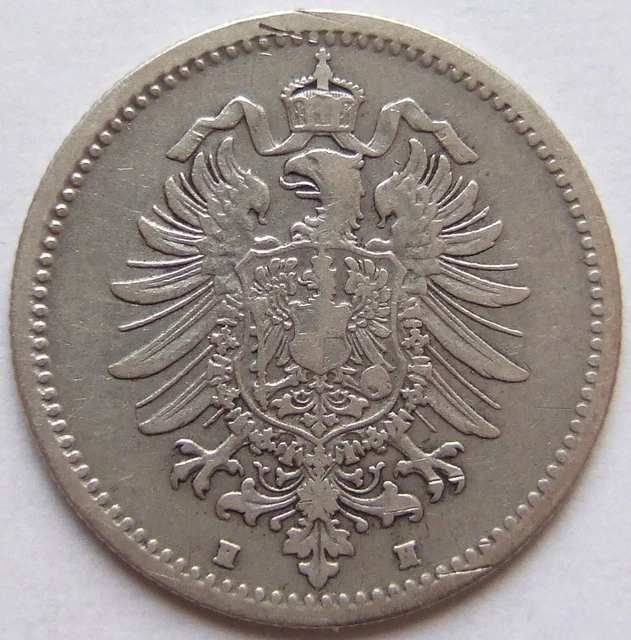 Moneta Reich Tedesco Impero Tedesco Argento 50 Pfennig 1877 H IN Quasi 2