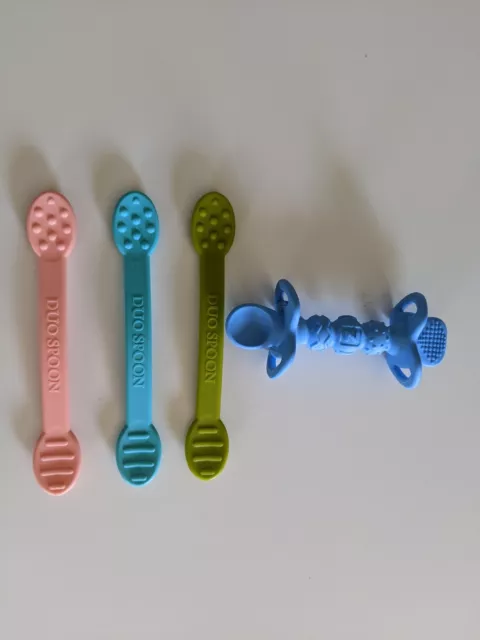 Duo Spoon 3-Pack Blue Orange Green Plus Blue Sensory Spoon
