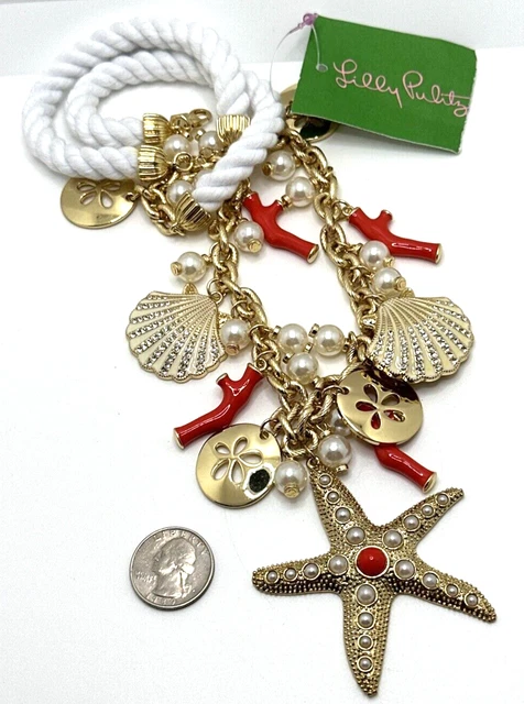 NEW LILLY PULITZER CHOWDAH Necklace Starfish Shells Coral Beach