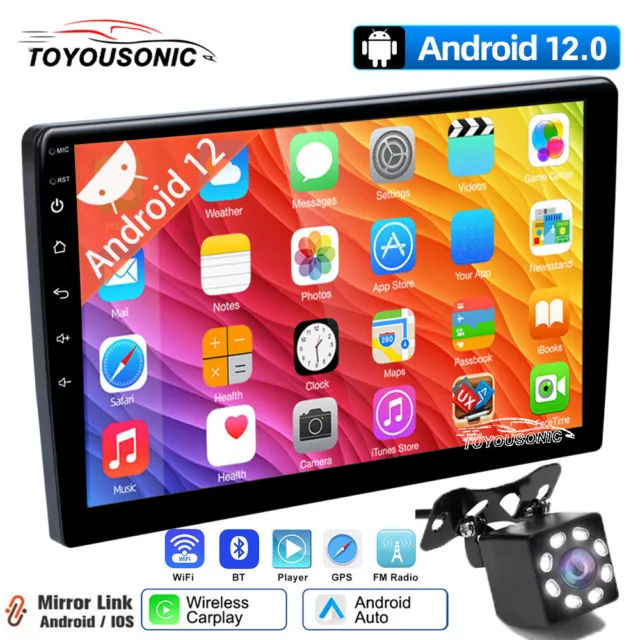 Double 2 Din 10.1'' Android 12 Car Stereo Carplay GPS Wifi BT Touch Screen Radio