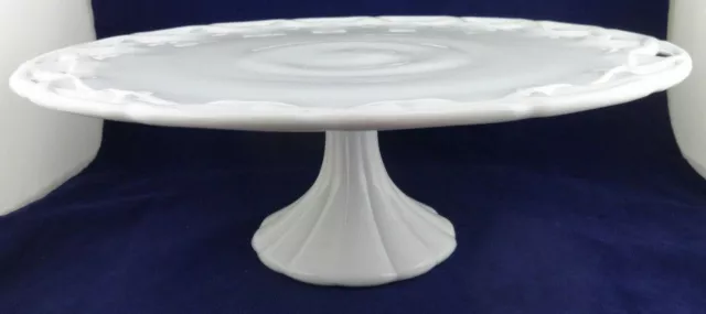 Vintage Pitman Dreitzer Colony Lace Milk Glass Pedestal Cake Plate Stand Wedding