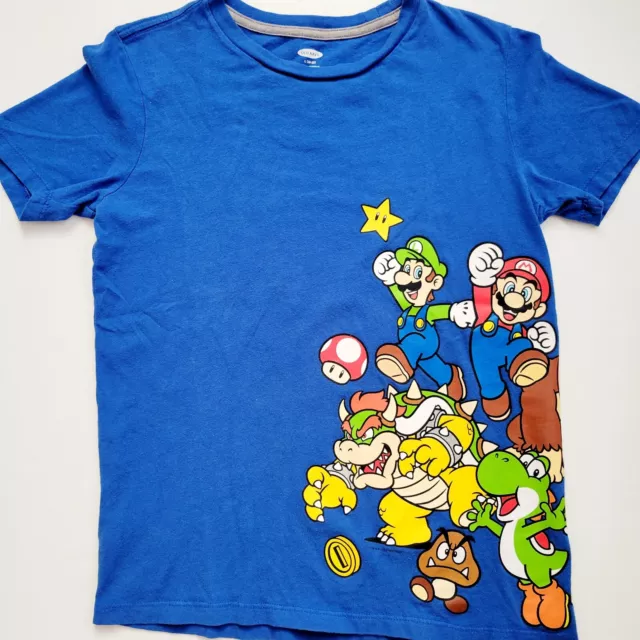 Super Mario Brothers Nintendo Graphic TShirt Youth Old Navy Size L (10-12) Blue