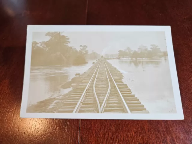 Postcard LA Louisiana RPPC Real Photo Monroe Flooding Scene RR Railroad Viaduct