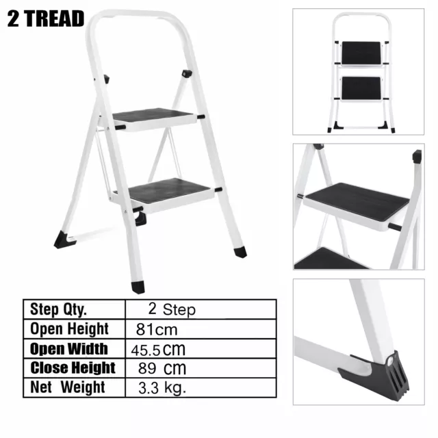 Portable Non-Slip 2-3 Steps Folding Ladder Lightweight Stool Iron Ladder 150KG 2