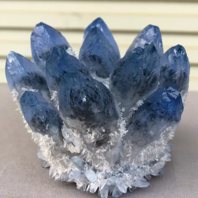 588g  New Find blue Phantom Quartz Crystal Cluster Mineral Specimen Healing