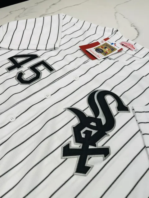 Michael Jordan #45 White Pinstripes Chicago White Sox Stitched Mens Large Jersey