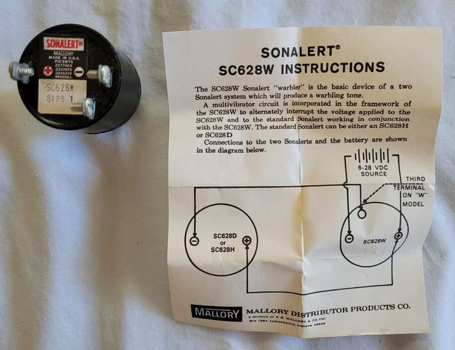 Mallory Sonalert SC628W NOS