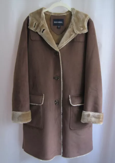 Bernardo Faux Suede Leather Faux Shearling Jacket Coat S Small