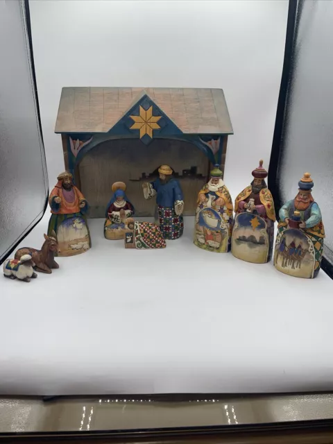 Jim Shore Nativity Set Heartwood Creek 10 Piece Set 2003 Enesco READ