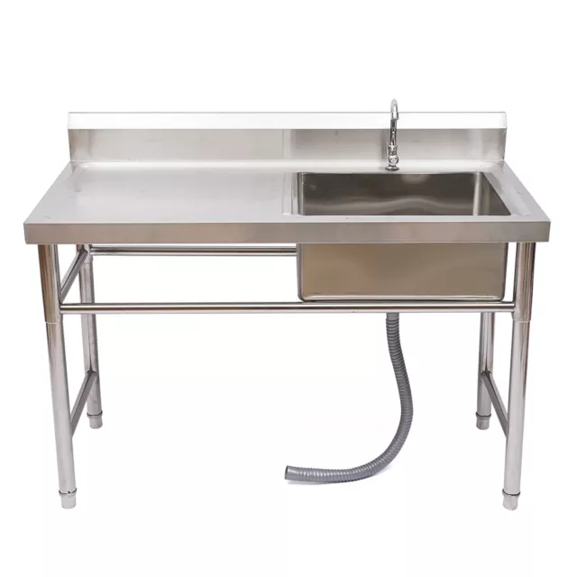 Commercial Kitchen Sink Prep Utility Table 1 Compartment 1 Drainboard W/ Faucet