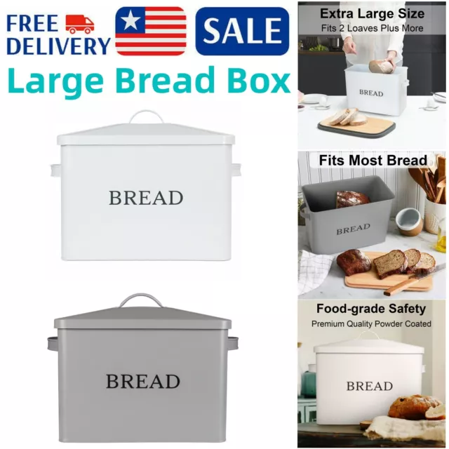 Bread Box Kitchen Countertop Large Stainless Steel Breadbox Food Cake Container