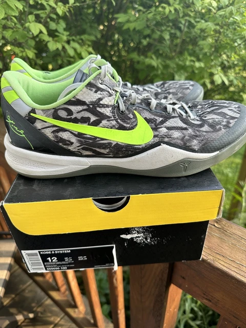 Pre-owned Kobe 8 System Graffiti White/Black-Dark Grey-Flash Lime Size 10 NO BOX