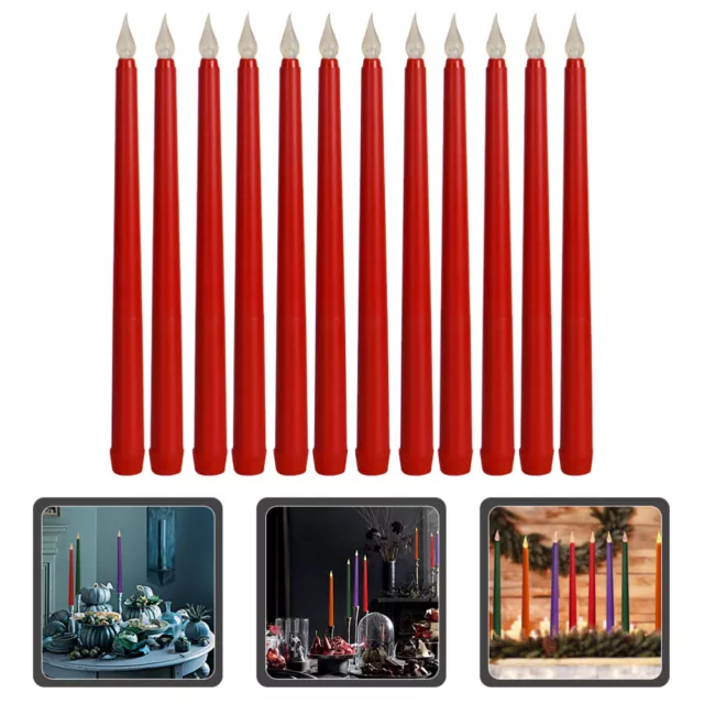 12 Pcs Colored Candle Lights Flameless Battery Candles Electric Wedding Decor