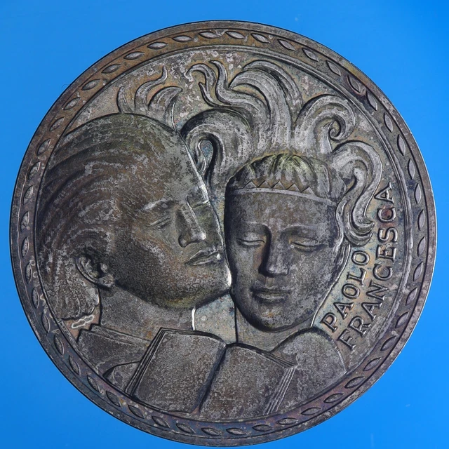 Dante Alighieri Medaglia Senza Data Paolo Francesca V° Canto Inferno Argento