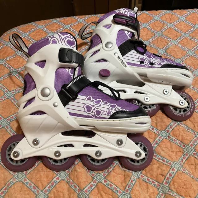 Roller Derby Stryde Inline Skate Roller Blades Girls Adjustable 2-5 White Purple 3