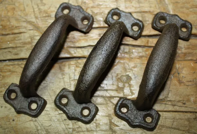 12 Cast Iron TINY Antique Style RUSTIC Barn Handle, Gate Pull Shed Door Handles 2