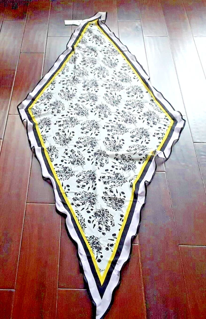 Calvin Klein multi-color  black yellow Scarf Long  Polyester CHIFFON  32 x70"