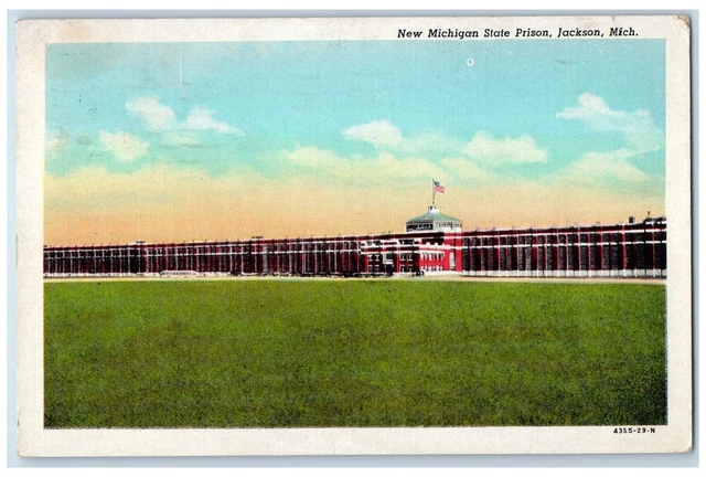 1939 New Michigan State Prison Scene Jackson Michigan MI Posted Vintage Postcard
