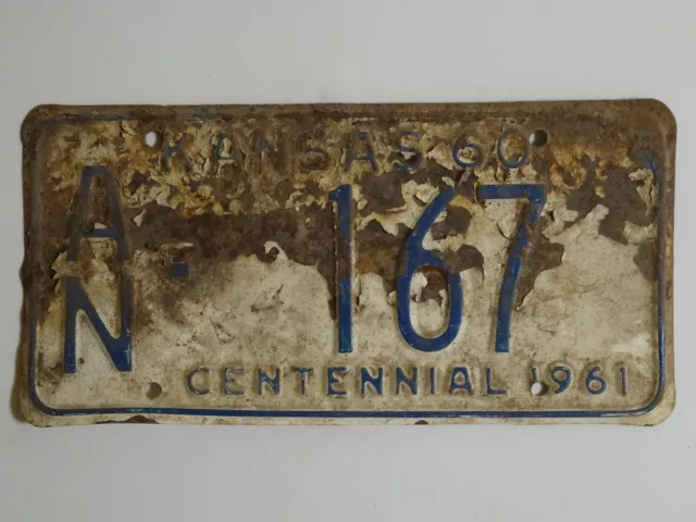 1960 Kansas AN- 167 CENTENNIAL License Plate / American Number Plate