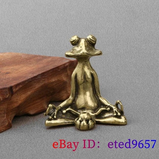 Brass Frog Figurines Meditation Statuette Fengshui Incense Stick Sculptures