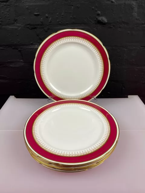 7 x Paragon Athene Maroon Red Dinner Plates 10.75" Wide Set