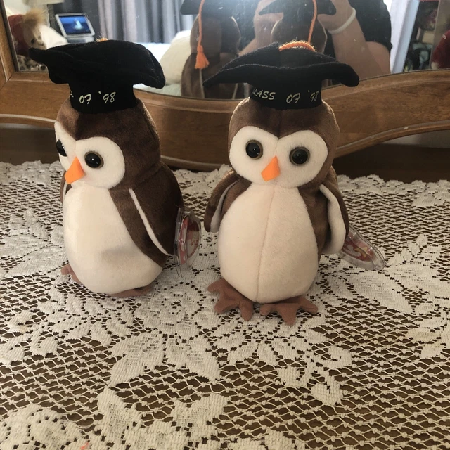 Beanie Babies Wise The Owl Toy - FBA_41879- Lot Of 2